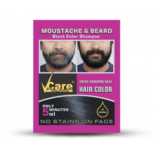 Vcare Shampoo hair color Black for Moustache & Beard -5ml Each (Pack of 5)