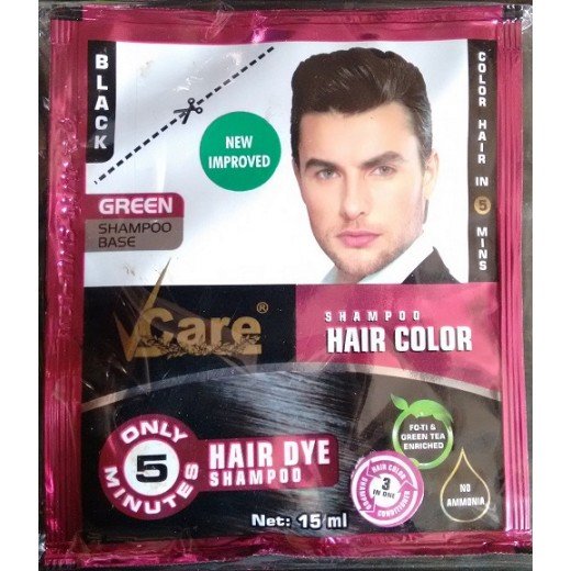 Vcare Shampoo Hair Colour 15ml-Black