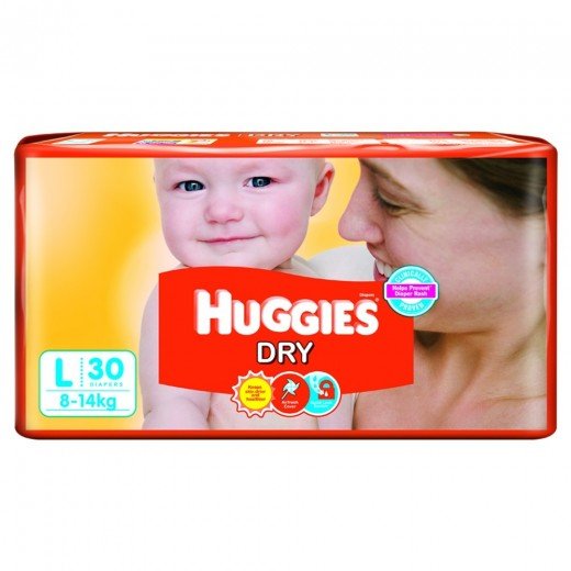 Huggies Diapers - Dry Large (8-14 kgs) - 30 pcs