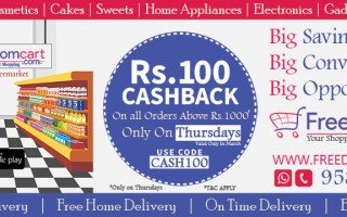 First Time in Nellore - Cashback Thursdays - Rs 100 Cahshback on all orders